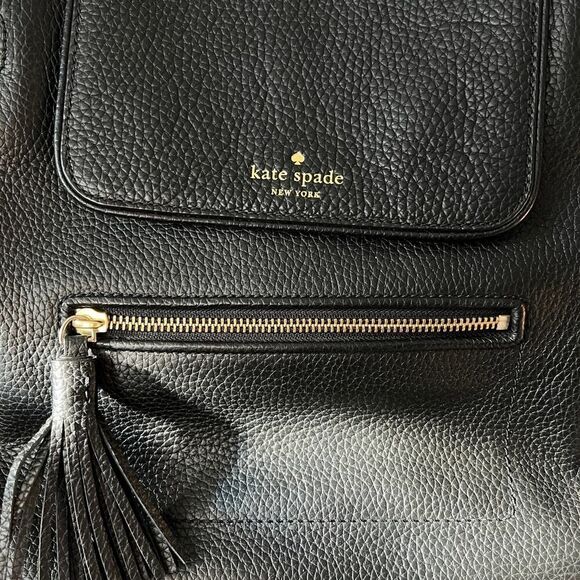 Kate Spade Black Leather Backpack Chester Street Kacy Genuine Pebbled Purse - Picture 3 of 10